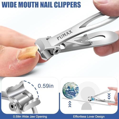 Toenail Clippers for Seniors Thick Toenails, Large Wide Opening Toe Nail Clippers for Men Thick Nails, Heavy Duty Sharp Slanted Nail Clippers Fingernail Clipper Gifts for Men Women