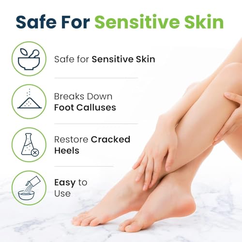 FOOT CURE Exfoliator & Callus Remover Pedicure Set – Care Kit Includes File for Dead Skin, Tea Tree Oil Soak Salts, Urea Cream 40 Percent Removal Gel Made in USA, Ivory, 4 Piece