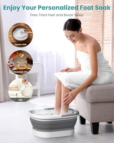 Nekteck Foot Soaking Tub Collapsible Bucket for Foot Bath Soak Tub, Foot Basin Foot Soaker with 138 Acupressure Nodes and Pumice Stone for Feet Massager Pedicure Foot Spa, Gifts for Men Women Dad Mom