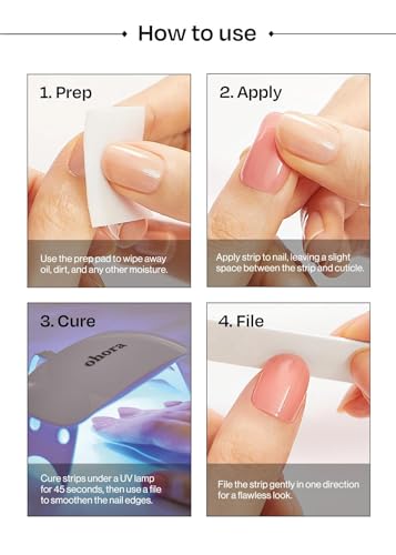 ohora Semi Cured Gel Nail Strips (N Autumn Ombre) - Green/Brown Works with Any UV/LED Lamps, Salon-Quality, Long Lasting, Easy to Apply & Remove - Includes 2 Prep Pads, Nail File & Wooden Stick