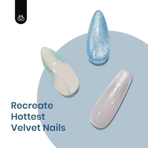 Beetles Cat Eye Gel Nail Polish, 6 Colors Glitter Gel Polish Kit Silver Pink Blue Purple Red Green Velvet Set with Magnet Soak Off UV French Nail Art Romantic Galaxy Series Gift for Women