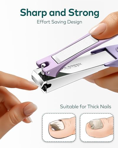 MR.GREEN Nail Clippers with Nail File,Anti Splash Nail Clipper Set for Thick Nails,Medical Grade Stainless Steel Professional Nail Cutter,Sharp and Durable fingernail Clipper for Men and Women(Purple)