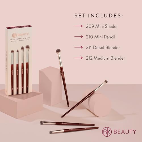BK BEAUTY - CORE LINE EXTENSION EYE SET (4PC) - Professional Eyeshadow Brush Set for Precise Makeup Placement & Blending | Premium Eye Makeup Brushes for Flawless Application
