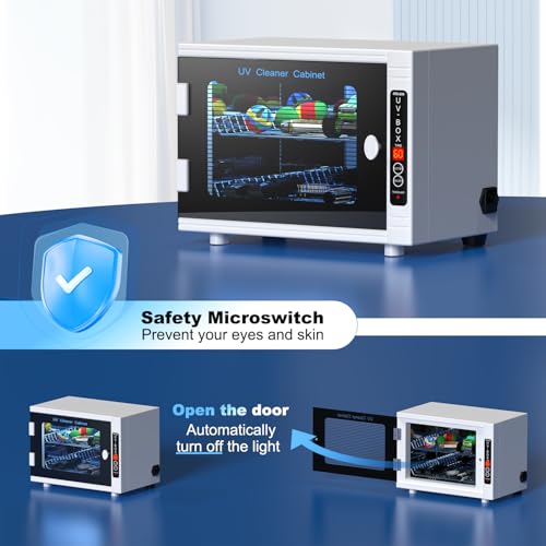 UV Light Nail Tool Cleaning Machine 12L High Capacity UV Cleaning Cabinet Salon Tools Cleaning Box with Timer Setting