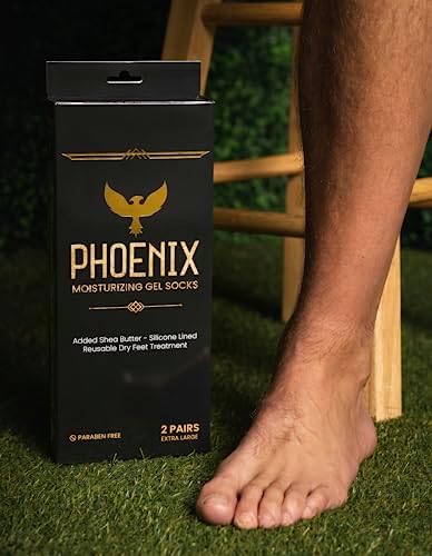 Moisturizing Gel Socks for Men - Extra Large - 2 Pairs - with Shea Butter - Paraben Free - Reuseable Moisturizing Socks - Phoenix Foot Peel™
