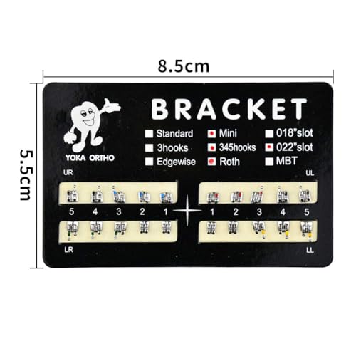 60Pcs Tooth Brace Teeth Model Mini Roth Brackets Roth 022 Slot Bondable with Hook on 347 (60pcs-Black)