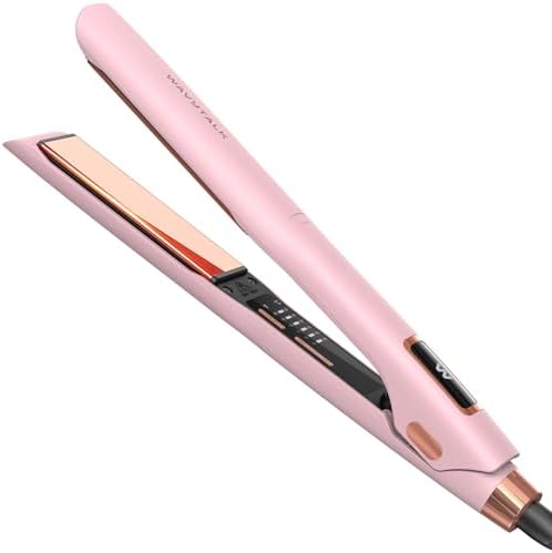 Wavytalk Professional Flat Iron Hair Straightener and Curler 2 in 1, Titanium Flat Iron for One-Pass Wonder 10S Fast Heat Up, Glide & Shine Straightener with Dual Voltage (1.18 Inch)