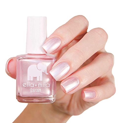 ella+mila Dream Collection - My Fantasy Fast Drying Nail Polish - Pearly Pale Pink Vegan Nail Polish - Chip Resistant 17 Free Nail Polish with Metallic Finish