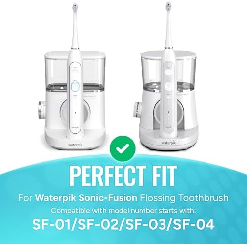 Toothbrush Replacement Heads Compatible with Waterpik Sonic Fusion 2.0 & Flossing Toothbrush SF01/SF02/SF03/SF04, Replacement Heads with Dupont Nylon & Color Fade Bristles - 6 Pack