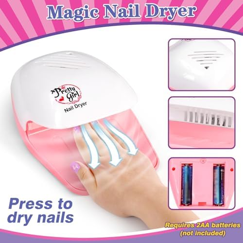 Kids Foot Spa & Nail Kit Set, Kids Spa Day Kit for Girls, Massage Foot Soak Tub and Nail Dryer, Manicure Pedicure Art Salon Girl Gift for 5-12, Christmas Birthday Gifts