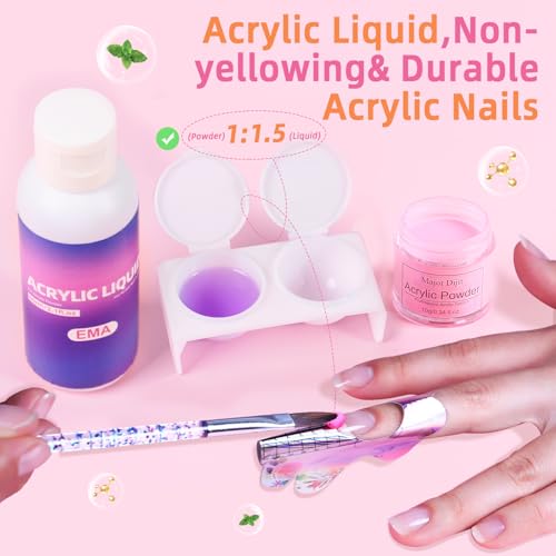 Major Dijit Acrylic Nail Kit with LED Lamp & Electric Drill - 12 Colors Acrylic Powder Monomer, Base/Top Coat, Tips/Glitter/Nail Charms | Nail Kit for Beginners with Everything