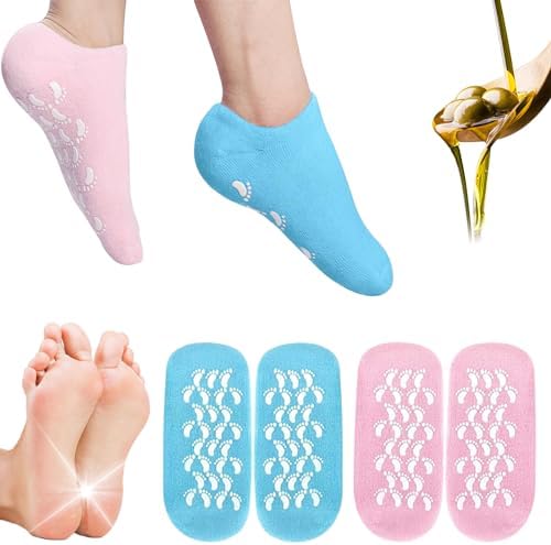 2Pairs Moisturizing Socks - Silicone Socks for Dry Cracked Feet Women - Gel Socks for Dry Cracked Feet Women - Lotion Socks for Repairing and Softening Dry Cracked Feet Skins