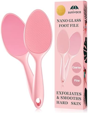 2-Sided Glass Foot File Callus Remover Without Drain Stand (Pink)
