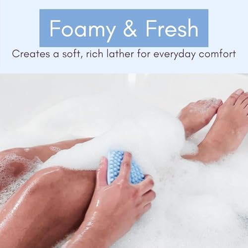 Avilana Silicone Body Scrubber – Silver-Infused Gentle Shower Brush & Loofah Alternative – Fast-Drying, BPA-Free Silicone Body Exfoliator for Sensitive Skin – for Men & Women (Blue, Massage)