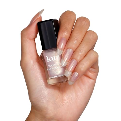 LONDONTOWN Shimmer Nail Highlighter - Multi-Dimensional Iridescent Finish Nail Polish Treatment, Vegan Cruelty Free, Shimmery Gold Soft Pink, Sunkissed - .40fl oz