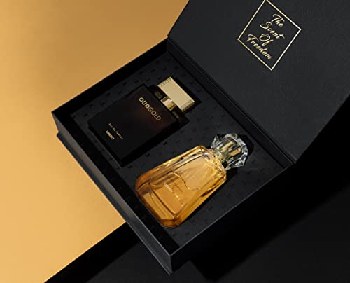 Liberty Luxury Perfume Gift Set - Flirt and OudGold for Men and Women (100ml/3.4Oz each), Eau De Parfum (EDP) Spray, Designed in France, Long Lasting Smell