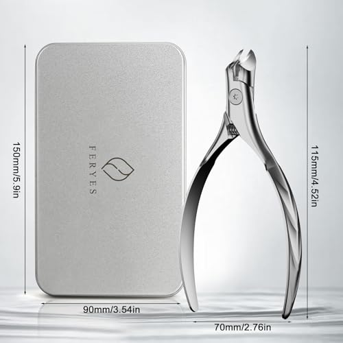 FERYES Wide Jaw Thick Toenail Clippers Thick Toenails - Precision Stainless Steel Toe Nail Clippers for Thick Nails for Seniors with Catcher - Silver