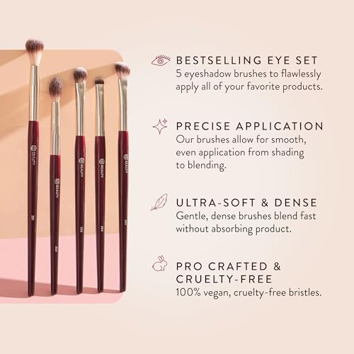BK BEAUTY - Essentials Brush Set (5PC) - Professional Makeup Brushes for Blending, Smudging, & Defining | Premium Eyeshadow Set for Flawless Eye Looks