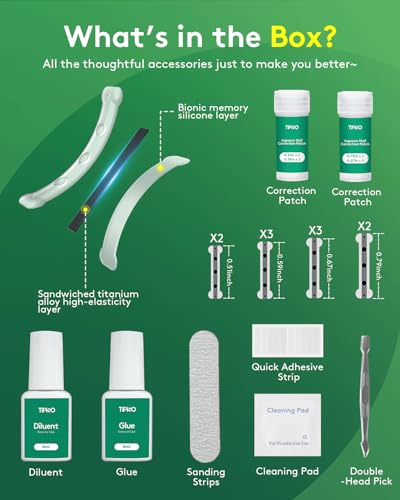 Ingrown Toenail Treatment Kit - Titanium Alloy Nail Corrector Tools, Quick Relief & Long-term Correction Patch for Ingrown Nails, Solution for Curved Toenail Repair & Removal (0.51/0.59/0.67/0.79in)