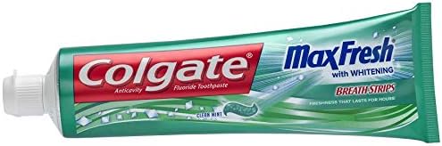 Colgate Max Fresh Whitening Toothpaste with Mini Breath Strips, Clean Mint - 6 ounce (2 Pack)
