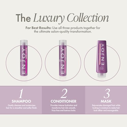 Enjoy Luxury Conditioner- Eliminates Frizz Cleansing Moisturizing Smoothing - Sulfate Free For Thick Coarse or Curly Hair (10.1 Fl Oz)