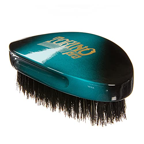 Torino Pro Curve Wave brush #156- Medium 100% Boar Bristle Curved 360 Wave Palm Brush - Great for laying down 360 waves and use before using wave cap or durag - Luxury wave brush for men 360
