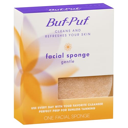 Buf-Puf Gentle Facial Sponge, Dermatologist Developed, Removes Deep Down Dirt & Makeup That Causes Breakouts and Blackheads, Reusable, Exfoliating, 3 Count