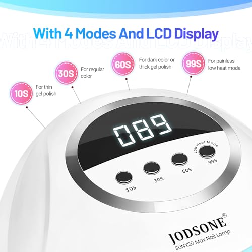 JODSONE U V LED Nail Lamp 320W, Nail Dryer for Gel Polish, Gel Nail Lamp with 72 Light Beads, Led Nail Light for Nails with Automatic Sensor & 4 Timers