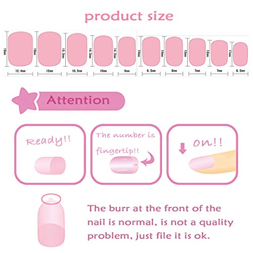 Laza 120pcs Children Nails Press On Pre-glue Full Cover Nail Tips Kit Glitter Gradient Color Rainbow Short Artificial False Nail Kits Lovely Christmas Gift for Children Kids Girls - Silver Pearl