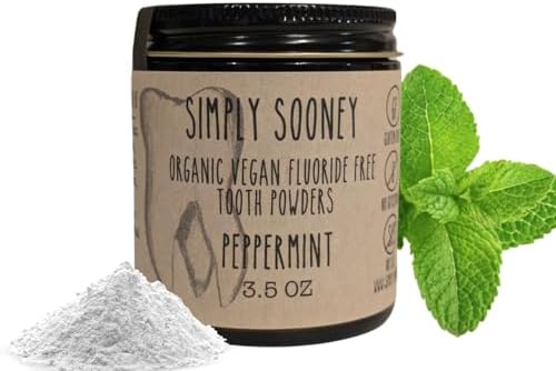 Remineralizing Vegan Fluoride Free Tooth Powder Peppermint Formula I Glass Jar I Stronger Teeth I Fresh Breath I with Xylitol I Organic Ingredients