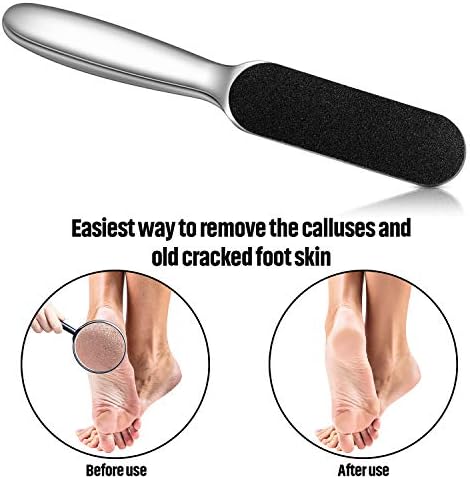 Mudder 2 Pieces Stainless Steel Pedicure Foot File Callus Remover Foot Scrubber Rasp with 20 Replaceable Coarse/Fine Double Side Reusable Pads for Care Cracked Skin Callus Remover Tool(Silver)
