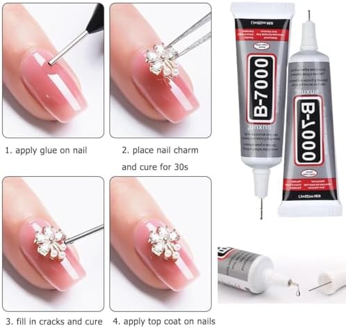 6400Pcs Silver Clear Nail Rhinestones 600Pcs, Multishapes Big Nail Gemstones +5800Pcs 1.5-6.5mm Flat Back Round Crystal Beads with B7000, Nail Decals, Multsize Flat Back Glass Stones for DIY Art