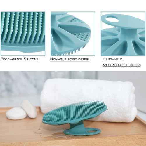 Food-Grade Soft Silicone Body Cleansing Brush Shower Scrubber, Gentle Exfoliating and Massage for All Kinds of Skin (Pack of 4)