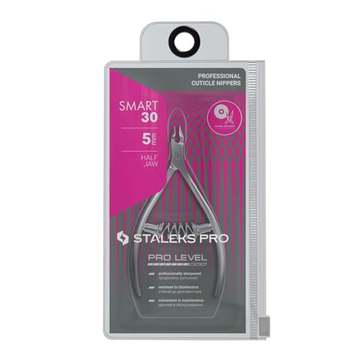 Staleks Pro Cuticle Trimmer - Professional Stainless Steel Cuticle Nipper with Sharp 5mm Blade: Durable Manicure and Pedicure Tool for Nail Care NS-30-5