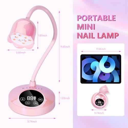 Makartt UV LED Nail Lamp - Mini UV Light for Gel Nails Polish Fast Curing Goosenecks Lamp 30W Rechargeable LED Nail Light Nail Dryer with 4 Timers & Auto Sensor for Salon Home DIY Use