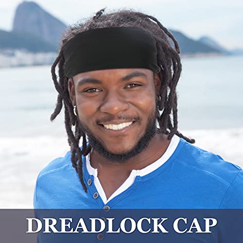 3 Pieces Satin Lined Dread Loc Cap Long Braid Cap Elastic Dreadlock Tube Sock for Full Cover Hair Stocking Night Sleep Bonnet (Gray, Blue, Black)