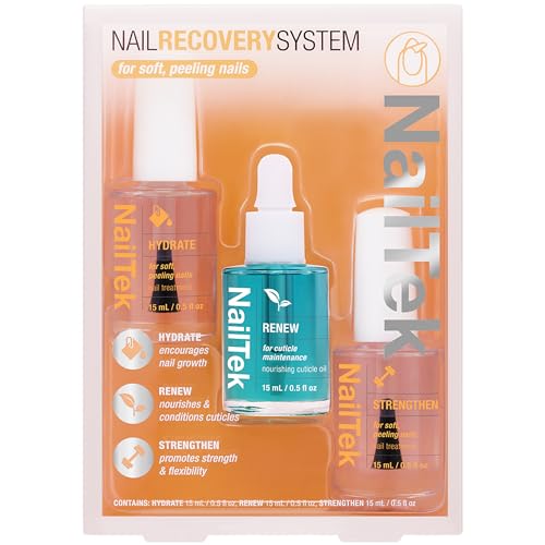 Nail Tek Recovery Kit – Nail Repair for Damaged Nails, Hydrate, Renew, & Strengthen Nails Treatment, Made in USA, 0.5 fl oz each