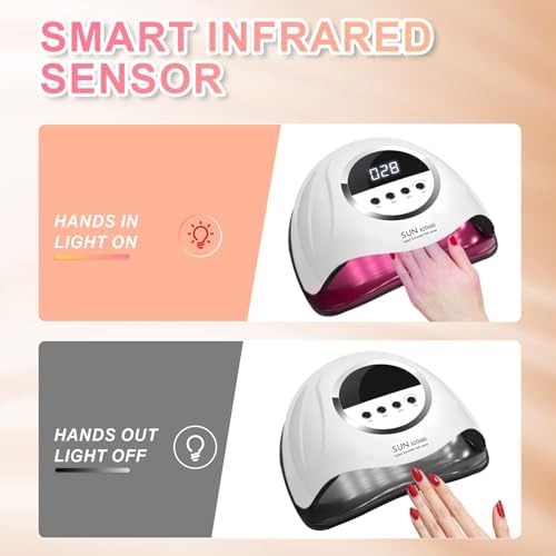 320W UV LED Nail Lamp, Professional Nail Dryer Gel Polish Light with 72 Beads, UV Nail Light with 4 Timer Settings, Nail Polish Curing Gel LED Dryer with Automatic Sensor, LCD Display