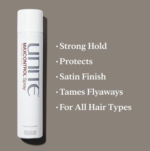 UNITE Hair – MAXCONTROL Spray – Strong Hold Hairspray – Tames Flyaways, Protects Heat Damage, 10oz