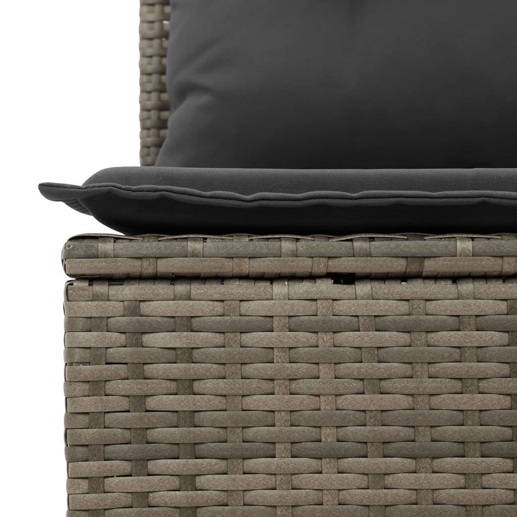 vidaXL Garden Sofa Set Grey PE rattan, powder-coated steel, polyester