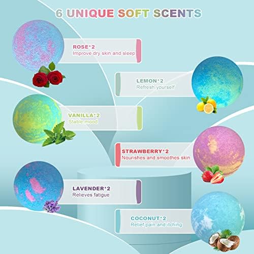 HOSPAN Organic Foot Bath Bombs Gift Set, 12 Essential Oil Rich Foot Soak for Mom and Dad, Handmade Foot Spa Bomb with Wonderful Bubbles, Great for Soothes Sore Tired Feet, Dry Feet Moisturize