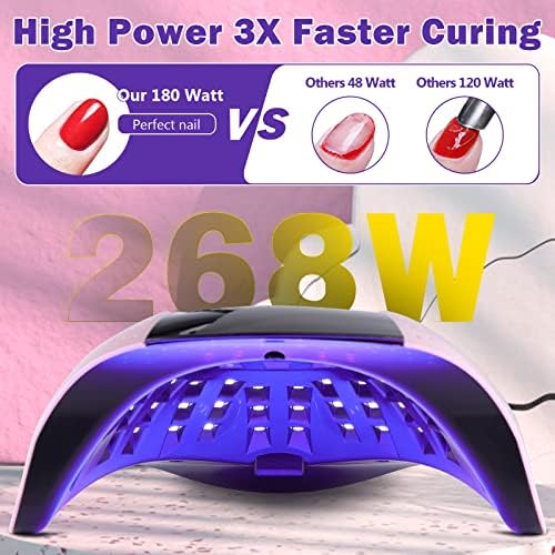 268W UV LED Light Lamp Nail Dryer for Gel Polish with 57 pcs Dual Light Beads 4 Timer Setting and Automatic Sensor