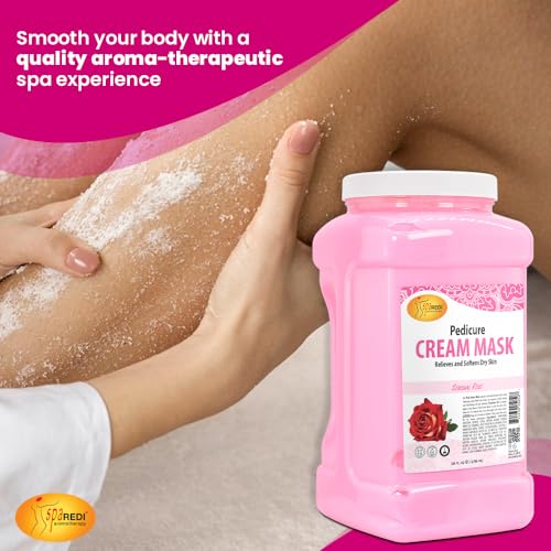SPA REDI - Body and Foot Cream Mask, Sensual Rose, 128 Oz - Pedicure Massage for Tired Feet and Body, Hydrating, Fresh Skin - Infused with Hyaluronic Acid, Amino Acids, Panthenol, Comfrey Extract