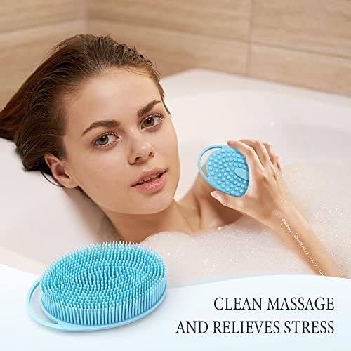 3 Pack Silicone Exfoliating Loofah, Soft Silicone Body Scrubber Fit for Sensitive Skin, Clean and Sanitary Rapid Foaming