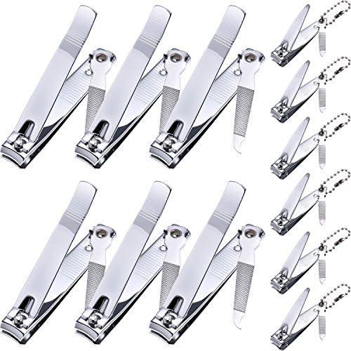 Bememo 12 Pieces Stainless Nail Clippers Set Fingernail and Toenail Clippers Nail Cutter Tool Set for Men and Women(Silver)