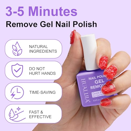 Gel Nail Polish Remover, (2pcs) Gel Polish Remover for Nails, No Need for Foil, Quick & Easy Polish Remover In 3-5 Minutes, No Need Soaking Or Wrapping-0.5 floz
