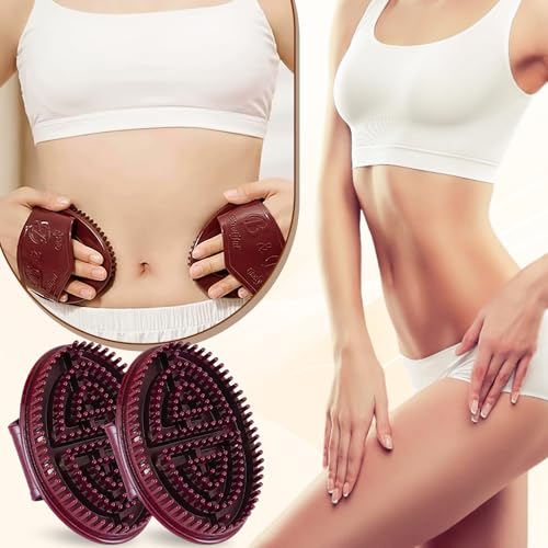 Meridian Brush Massage Body,Beauty Salon Professional Custom Meridian Brush,Portable Body Handheld Massage,Full Body Relaxation Comb Brown(2PCS)