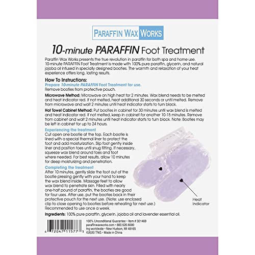 10-Minute Paraffin Foot Treatment, Spa and Home Treatment Booties, Relaxing Lavender, One-Pair