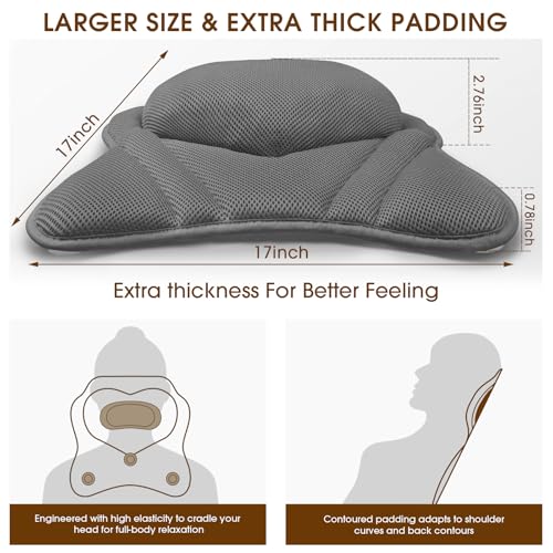 LuxStep Bath Pillow with Breathable Mesh Fabric - Bathtub Pillow for Head, Neck & Shoulder Support- 6 Non-Slip Suction Cups for Secure Fit - Fits Any Bathtub, Bath Accessories Spa Gifts