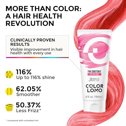 Semi Permanent Hair Color - 6 oz Color Depositing Conditioner with Shea Butter & Almond Oil - Color Conditioner Depositing Hair Mask for Bleached Hair- Vegan & Sulfate Free - Pink